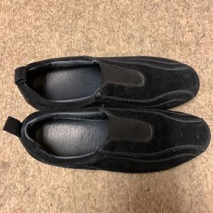 Lands' End black Suede Slip On Shoes